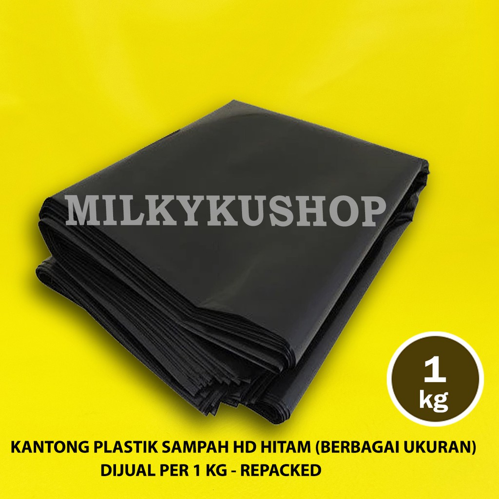 KANTONG PLASTIK SAMPAH HD HITAM BERAT 1 KG REPACK