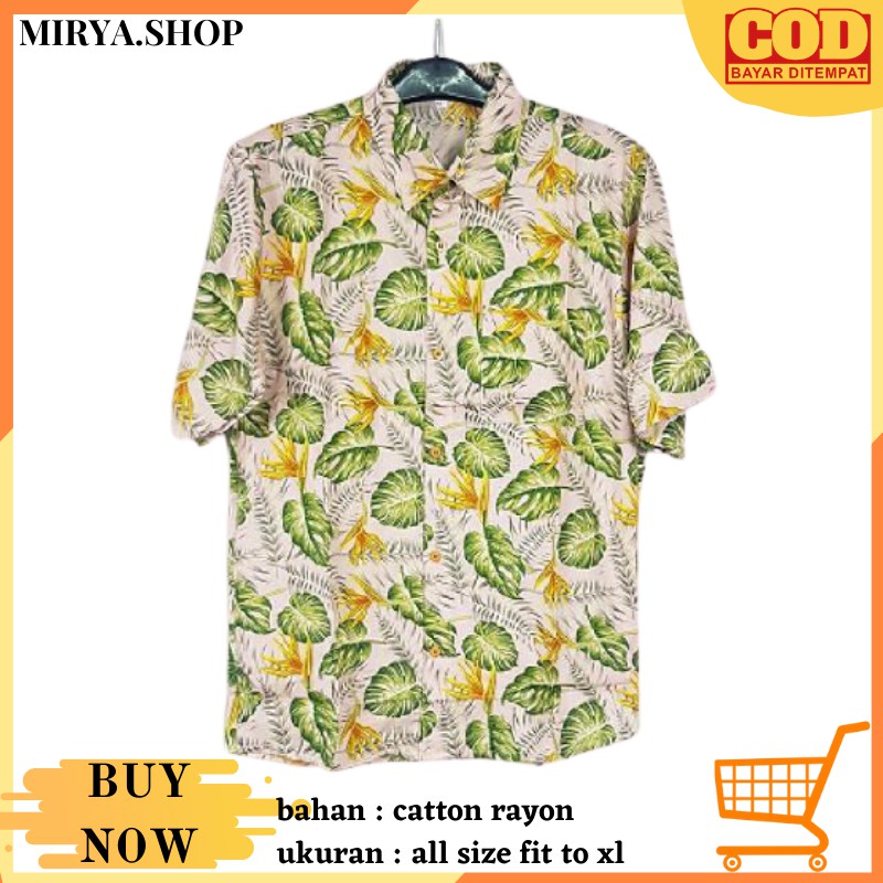 DAUN KECIL Kemeja Hawaii Bali Pria Motif Kemeja Pantai Cowok Salem CVX Y9Z7