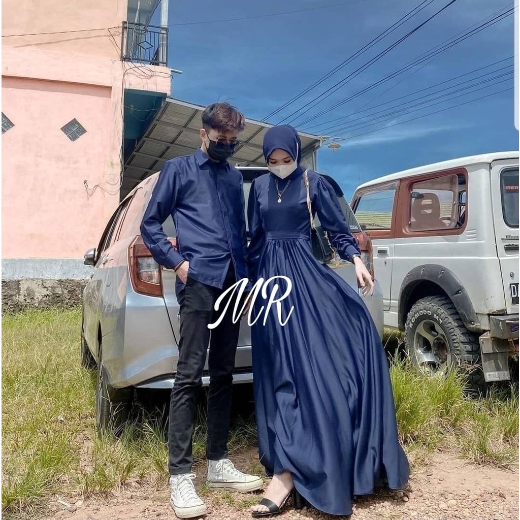 Baju couple kapel pasangan maxi dress kemeja pasangan keluarga pria wanita suami istri simple polos 