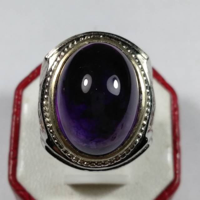 Cincin Batu Permata Kecubung Wulung Super