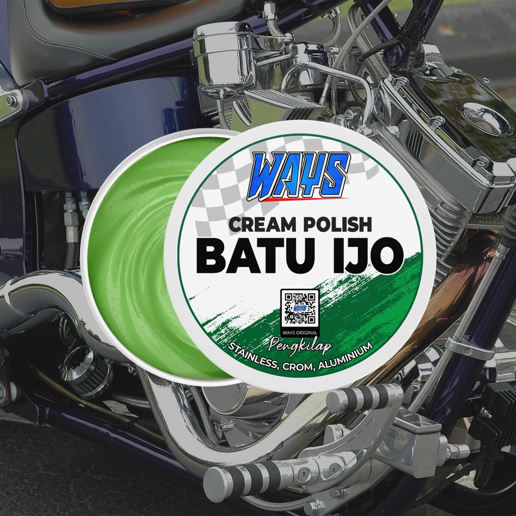 WAYS Batu Ijo Cream Polish / Batu Hijau Krim Poles Pengkilap Mesin Velg Stainless Crom Mobil Motor