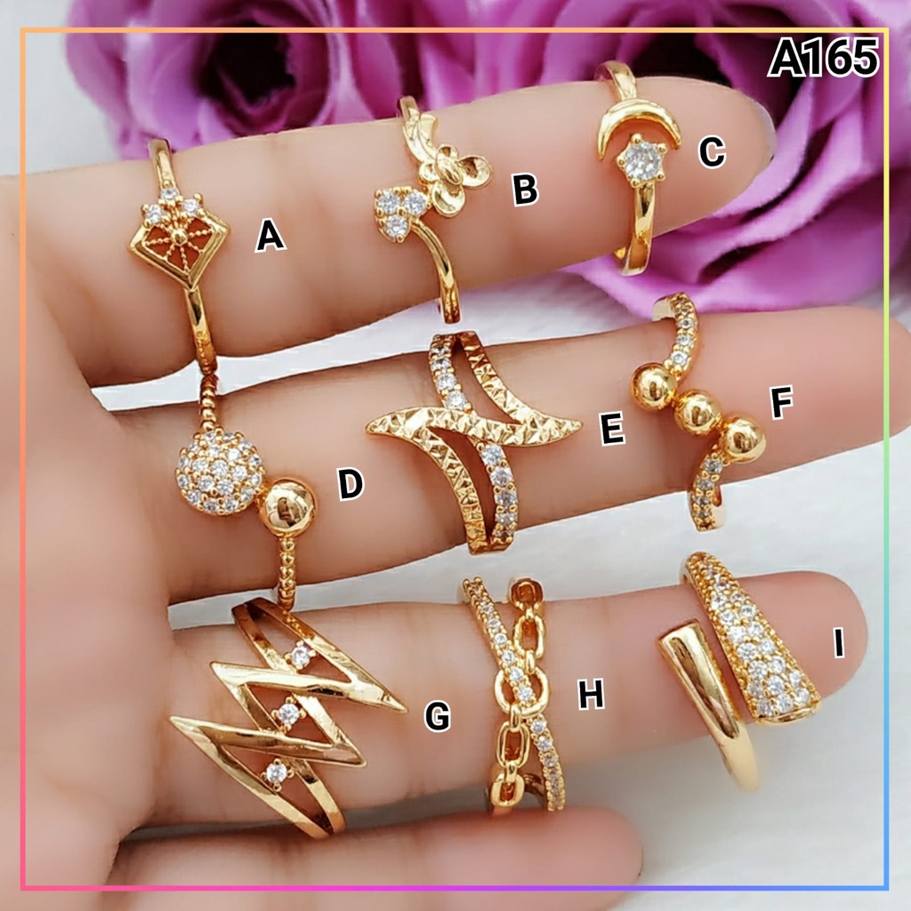 Cincin xuping cincin dewasa zigzag permata cantik perhiasan wanita lapis emas gold A165