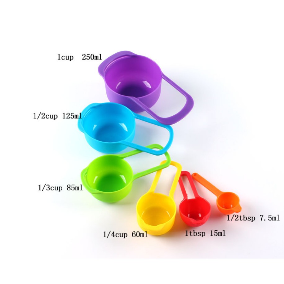 AS1911 Sendok Takar 6 in 1 RAINBOW Set Measuring Spoons Spoon Ukur Cup Takaran BPA Free