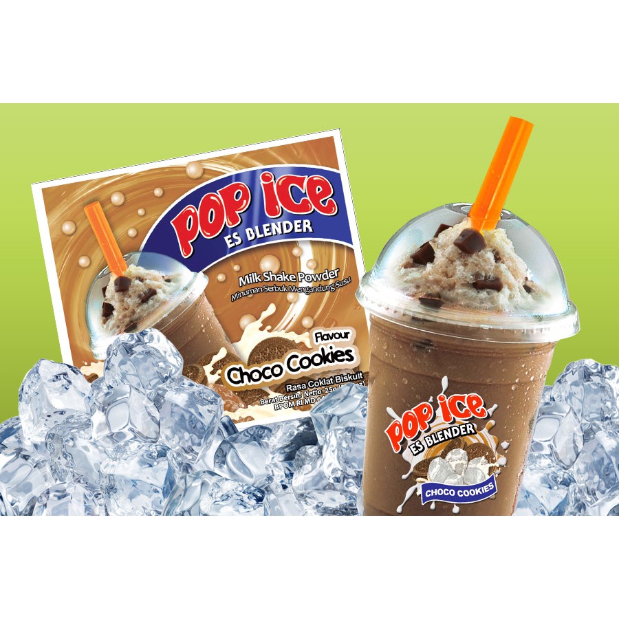 @10pcs Pop Ice Aneka Rasa Minuman Es Blender 25gr Murah Choco Cookies Coklat Biskuit