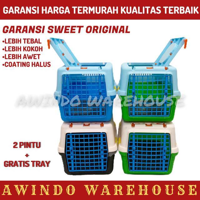 PET CARGO KUCING PLASTIK - Rumah Kandang Kargo Kucing Anjing Kelinci 50x35x35 Pet Carrier 2 Pintu