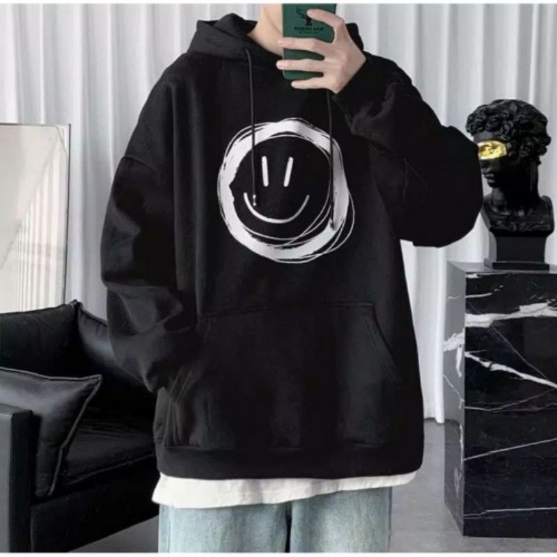 jaket hoodie smiley hodie pria jaket pria