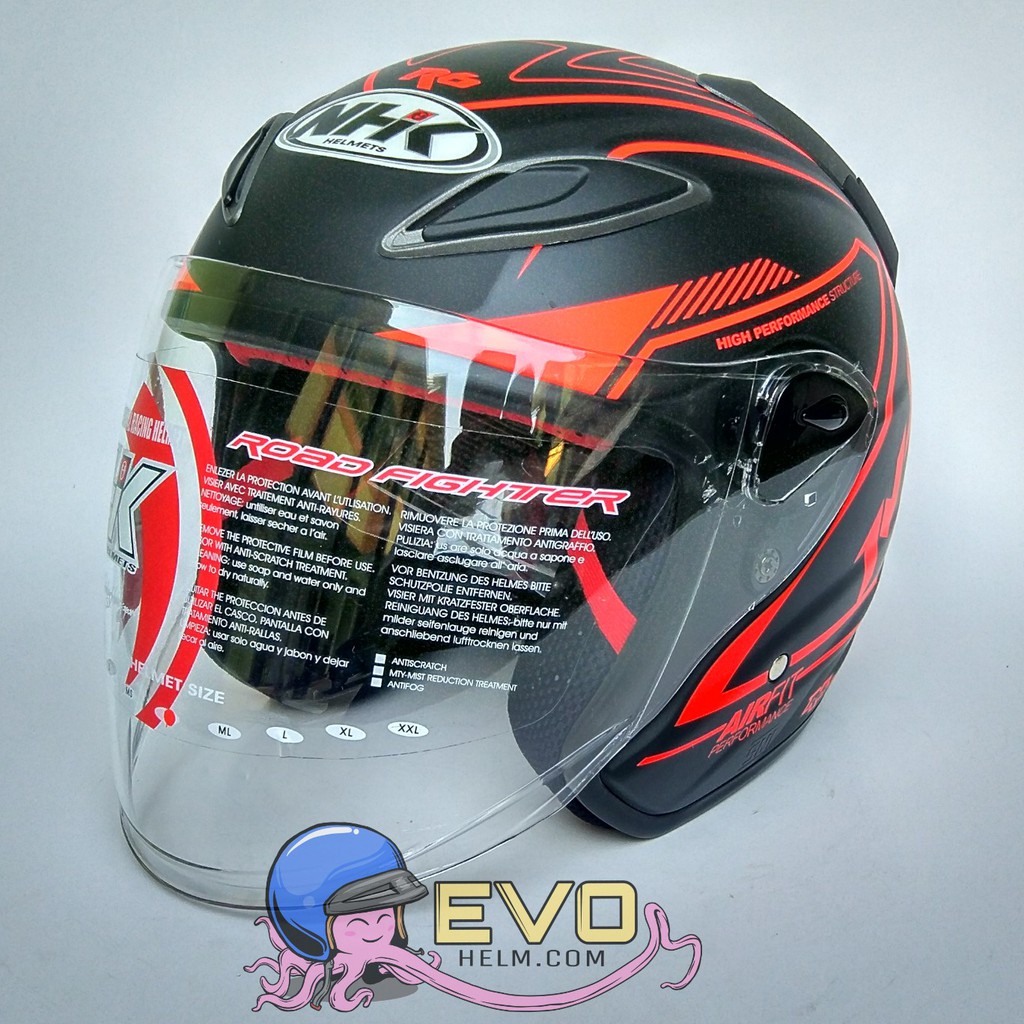 NHK R6 AIRFIT-R GRAPHIC Half Face - Single Visor BLACK DOFF - ORANGE