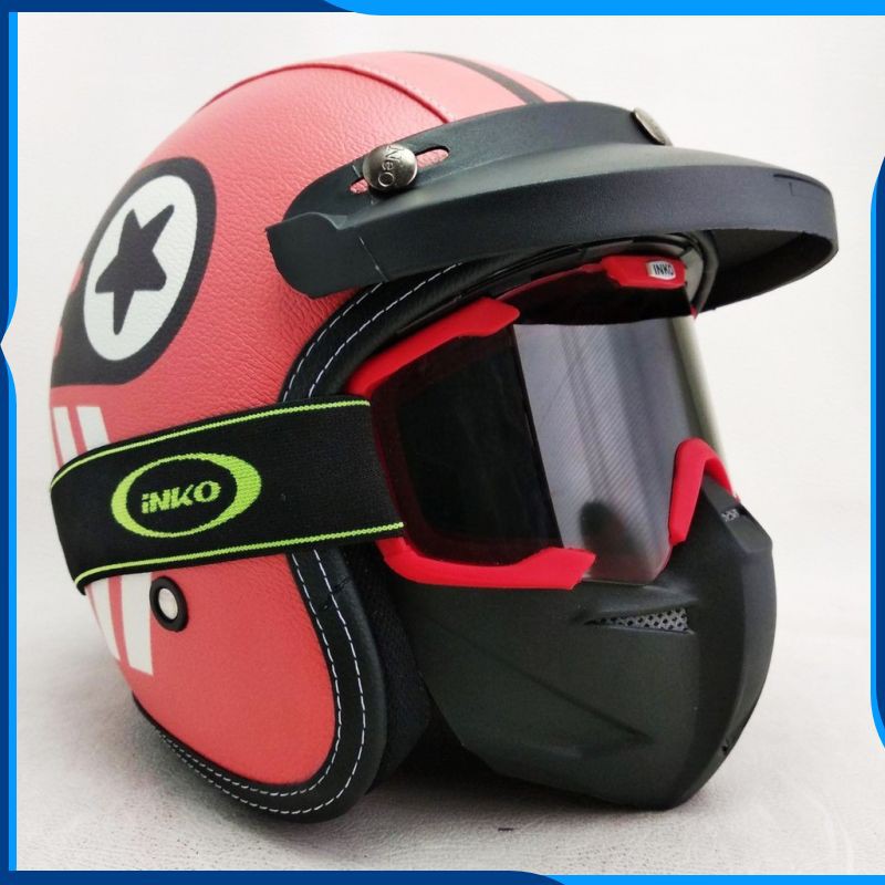 HELM MOTOR - Helm Google Mask goggle mask INKO dan TaffSPORT Motif Speed Retro Kulit MURAH