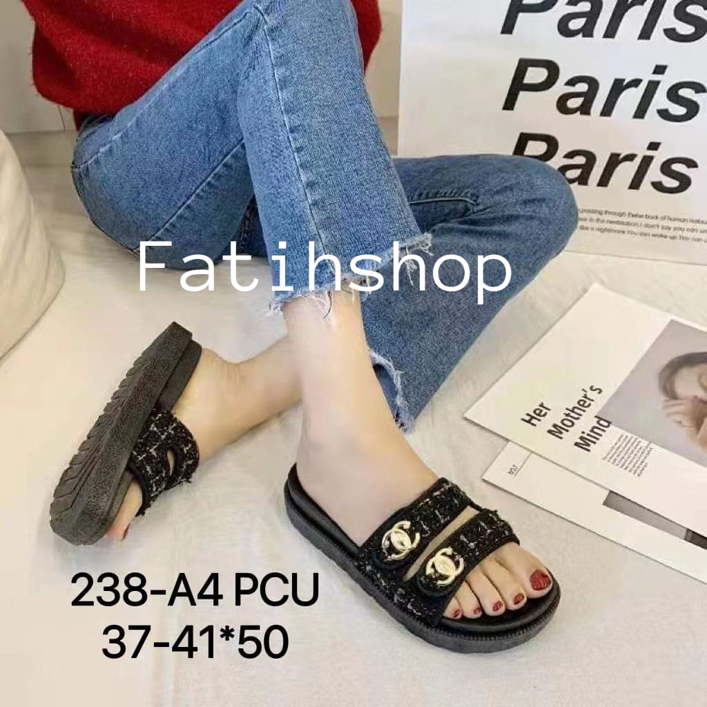 Sandal selop wanita dewasa Balance &amp; Alina 238-3 (36-40) FHASION PARIS KASUAL ELEGANT WARNA MEWAH VARIASI SULAM BENANG MAS SANDAL WANITA SANDAL PEREMPUAN SANDAL MASAKINI