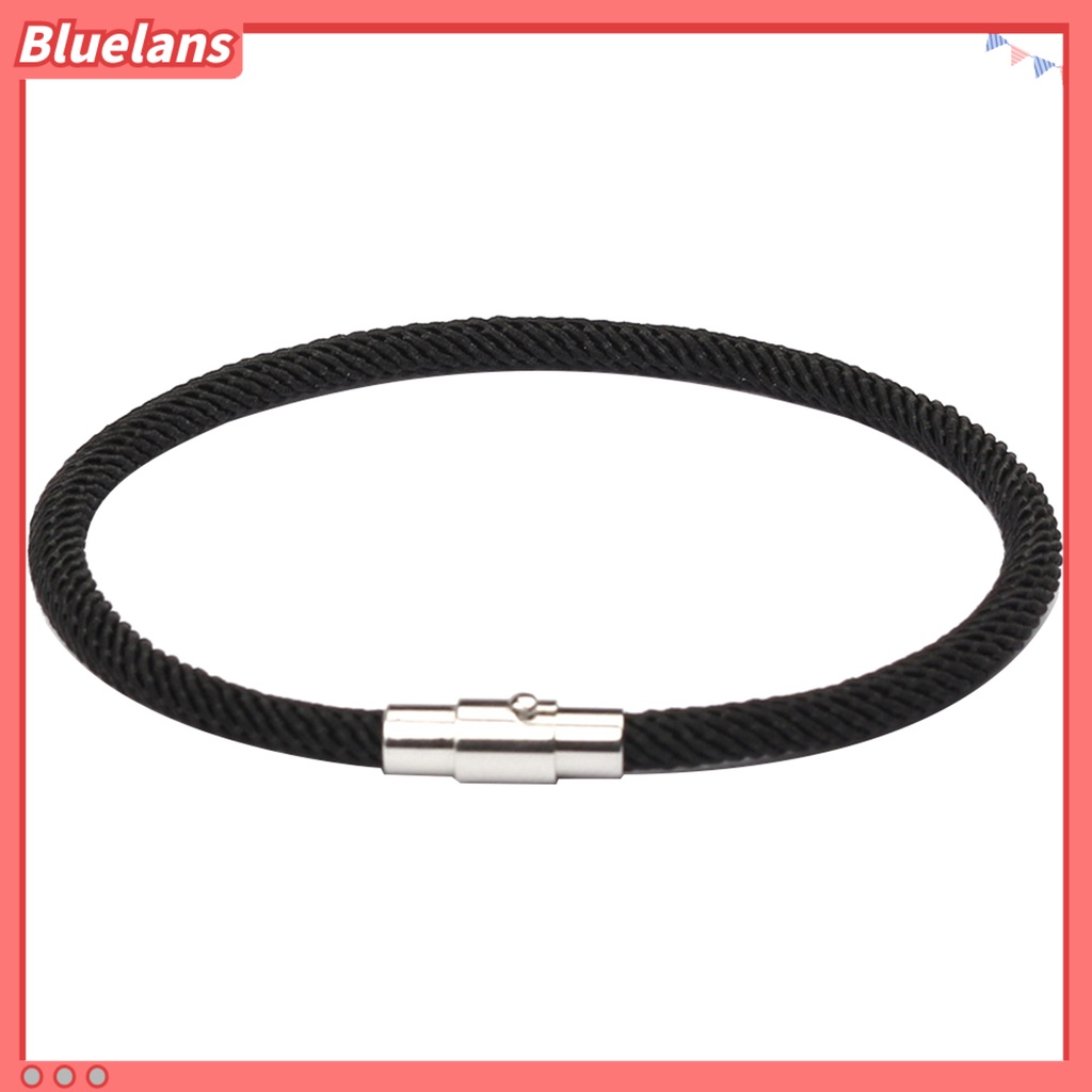 Bluelans Couple Bracelet Solid Color Magnet Buckle Nylon Rope Lucky Couple Jewelry