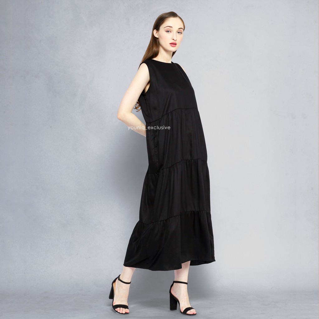 Raisa Tier Dress Maxi Sleeveless-Black