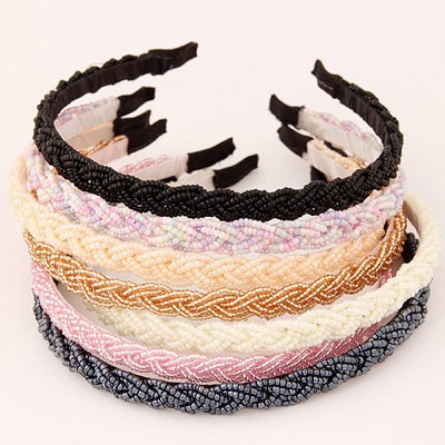 LRC Bando Cubic Beads Decorated Weave Design Alloy Hair Band Hair Hoop A37876