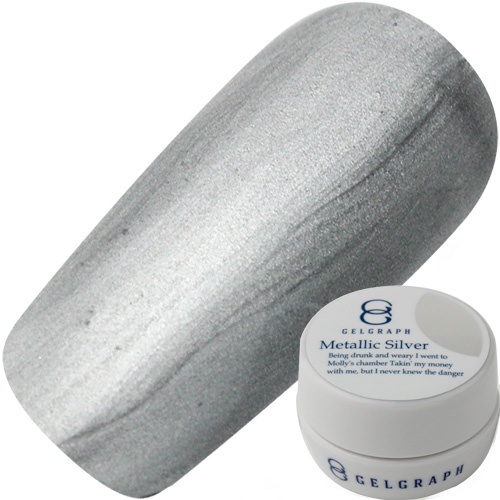 GELGRAPH Metallic Gel Metallic Silver 800ME 3 gr / Gel Metalik Silver Y2K Nails Metallic Gel Japan H