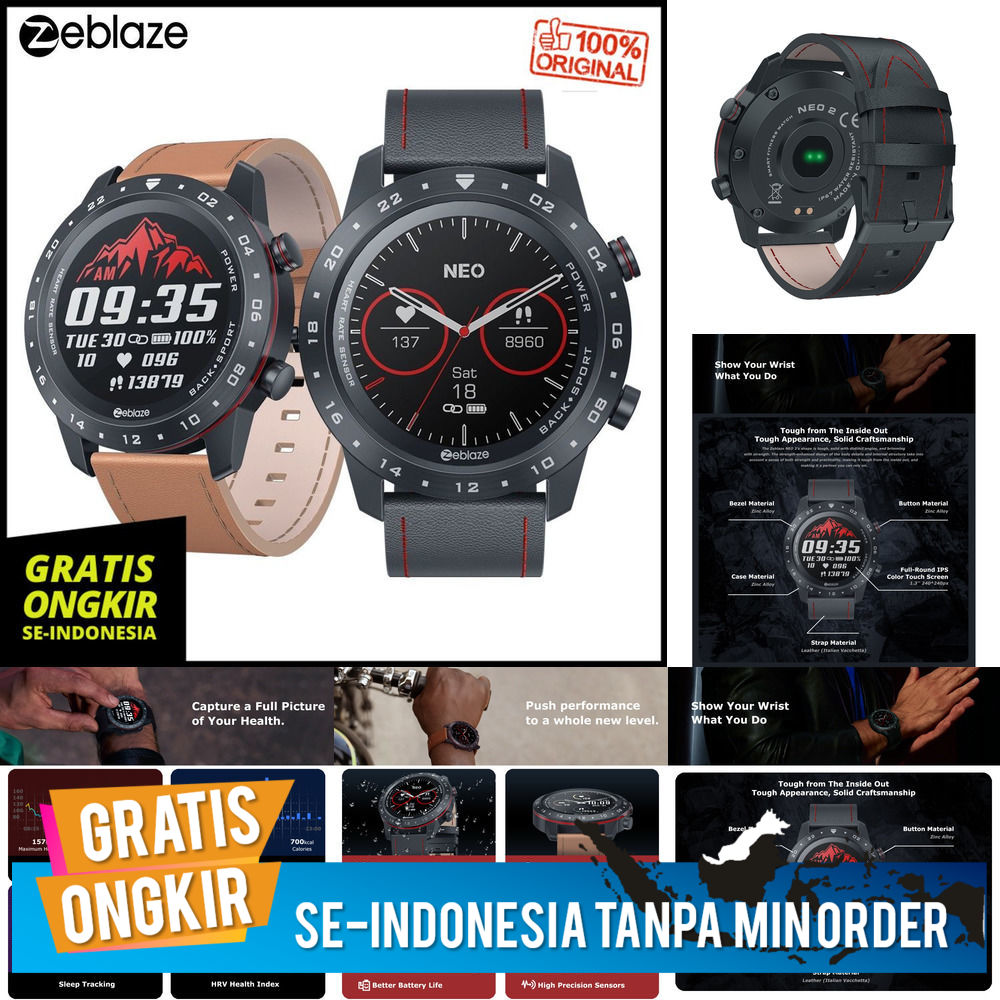 Smartwatch Layar Sentuh Fungsi Pedometer / Monitor Detak Jantung untuk Android / iOS Zeblaze Neo 2