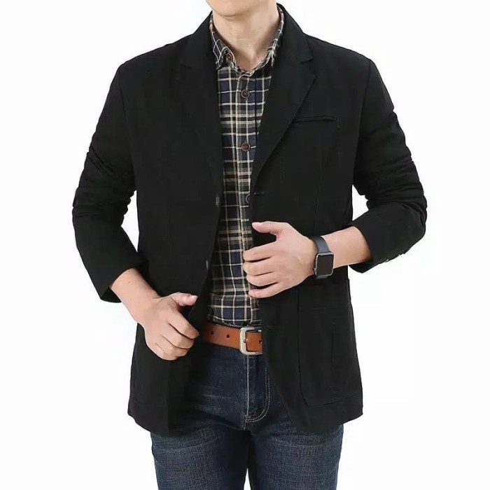 Blazer pria dewasa jumbo big size/Jas blazer pria terbaru katun jumbo