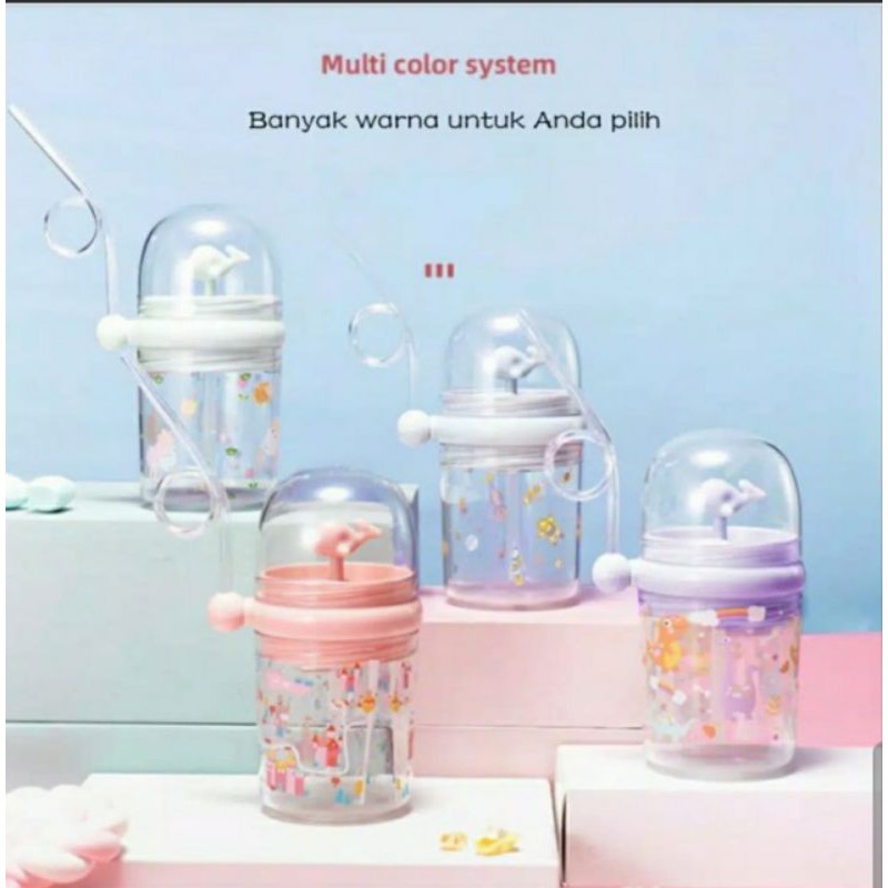 BOTOL MINUM SEDOTAN ANAK MOTIF IKAN PAUS AIR MANCUR GOOD QUALITY