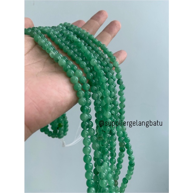 Bahan batu giok aventurine hijau 6mm akik bahan rangkai gelang kalung