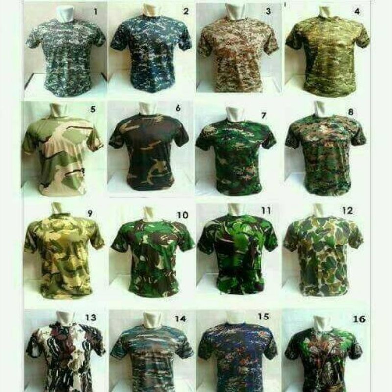 kaos tni doreng //pria //wanita //berbagai fareasi warna