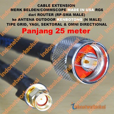 KENBOTONG CABEL EXTENSION BELDEN untuk ANTENA GRID SEKTORAL YAGI OMNI (25m)