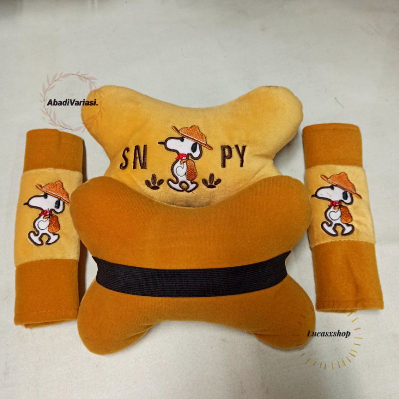 Bantal Head Rest Mobil 2 in 1 Snopy