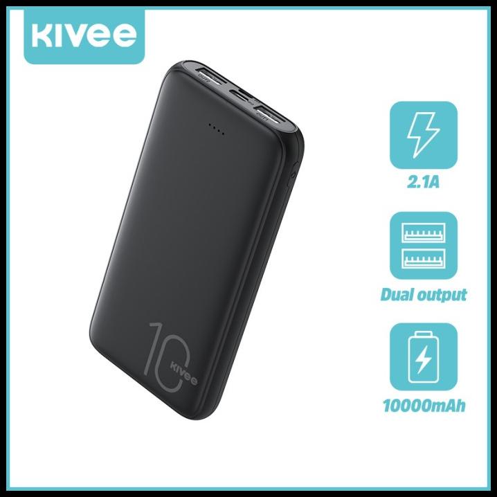 Kivee Power Bank 10000Mah Fast Charging Dual Usb Port 2.1A Pt62