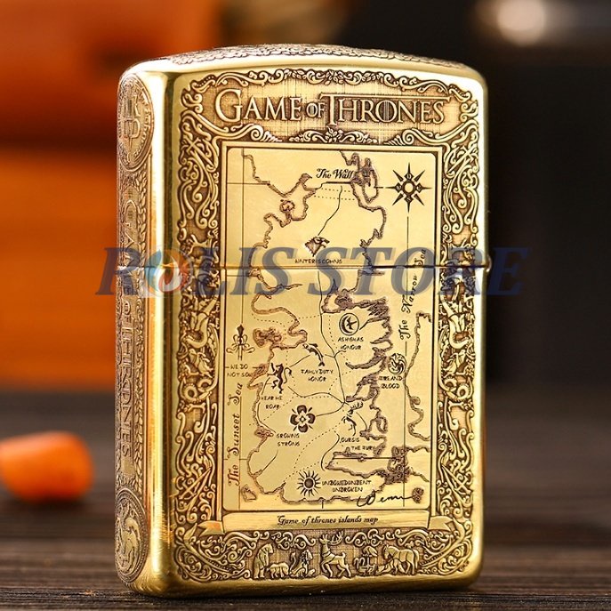 COD- Korek Zippo Gold Grafir Game Of Thrones Full Side Body Peta High Premium Quality Made In Usa &quot;Limited Edition&quot; Grade Ori - Free Box