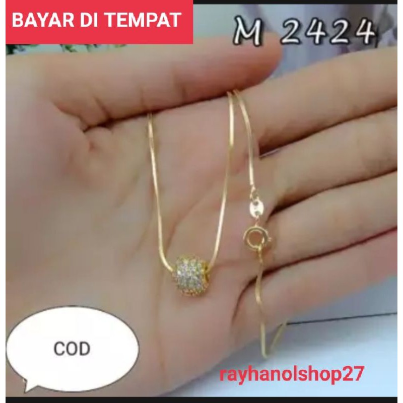 KALUNG LIONTIN BOLA CANTIK FULL PERMATA GOLD DAN SILVER