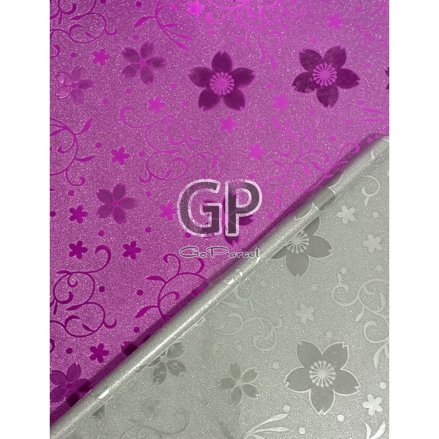 ( 3 Lembar ) PLASTIC METALLIC GLITTER - FLOWER - GIFT WRAPPING PLASTIK METALIK BUNGA ROSE STAR BINTANG TULIPS