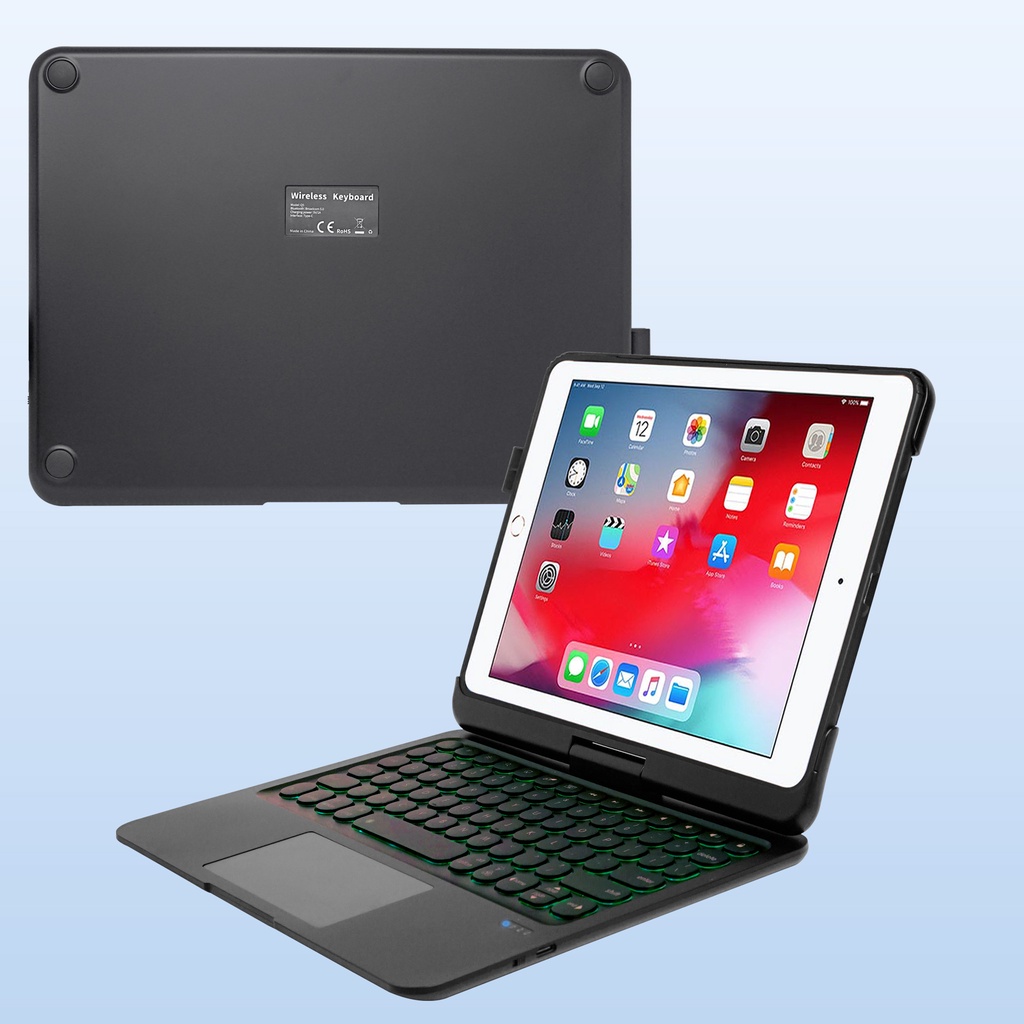 Flip Case iPad 7 iPad 8 iPad 9 10.2 10.5 | iPad 5 iPad 6 iPad Pro 9.7 iPad Air 1 Air 2 | iPad 10.9/ 11 Keyboard Bluetooth Case 360 RGB LED