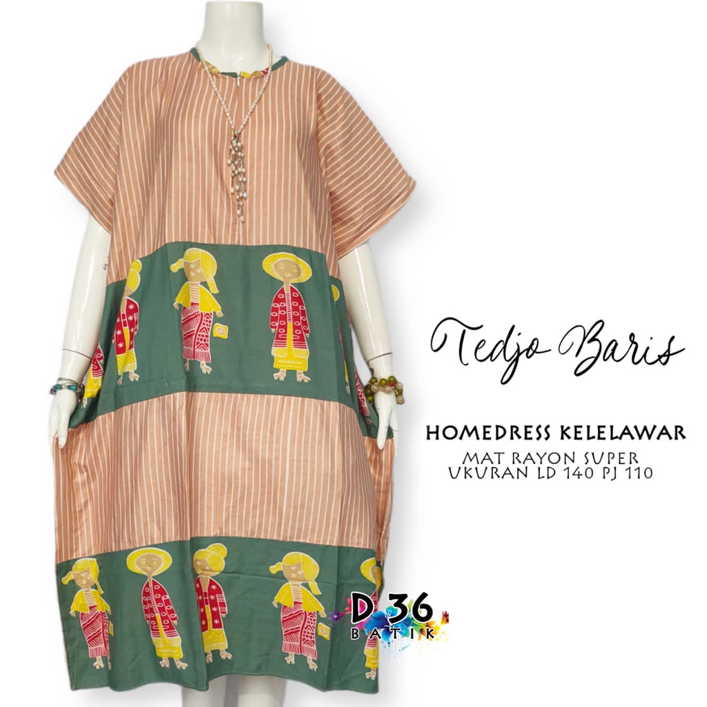 Daster Tedjo Baris #1 Homedress Kelelawar Baju Tidur Rayon Pastel Baju Tidur Kartun Jumbo Santai