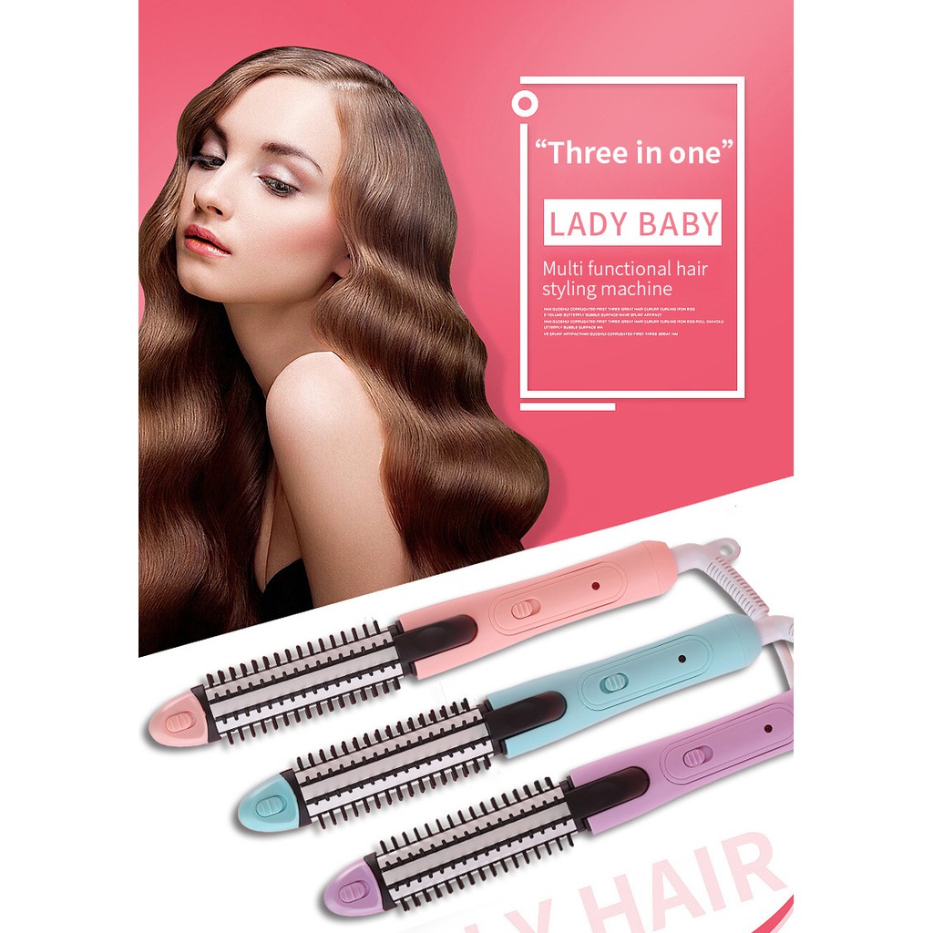 Catok Rambut 3 in 1 Sisir Lurus Keriting Catokan Rambut Hair Curler Hair Styler