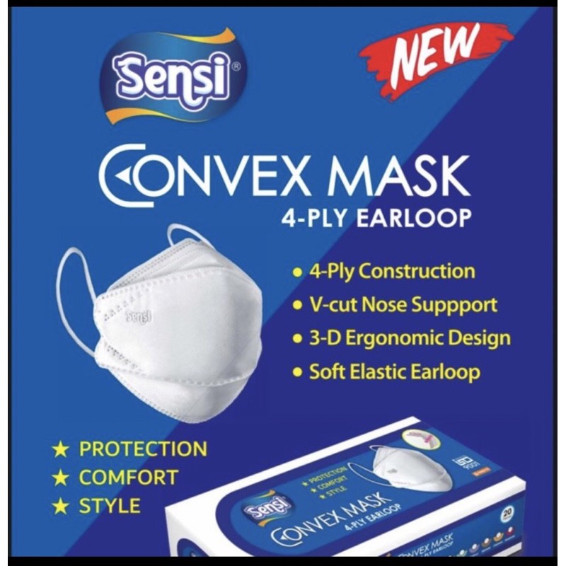 Sensi CONVEX Mask Earloop 4 Ply Masker 4 Ply isi 20