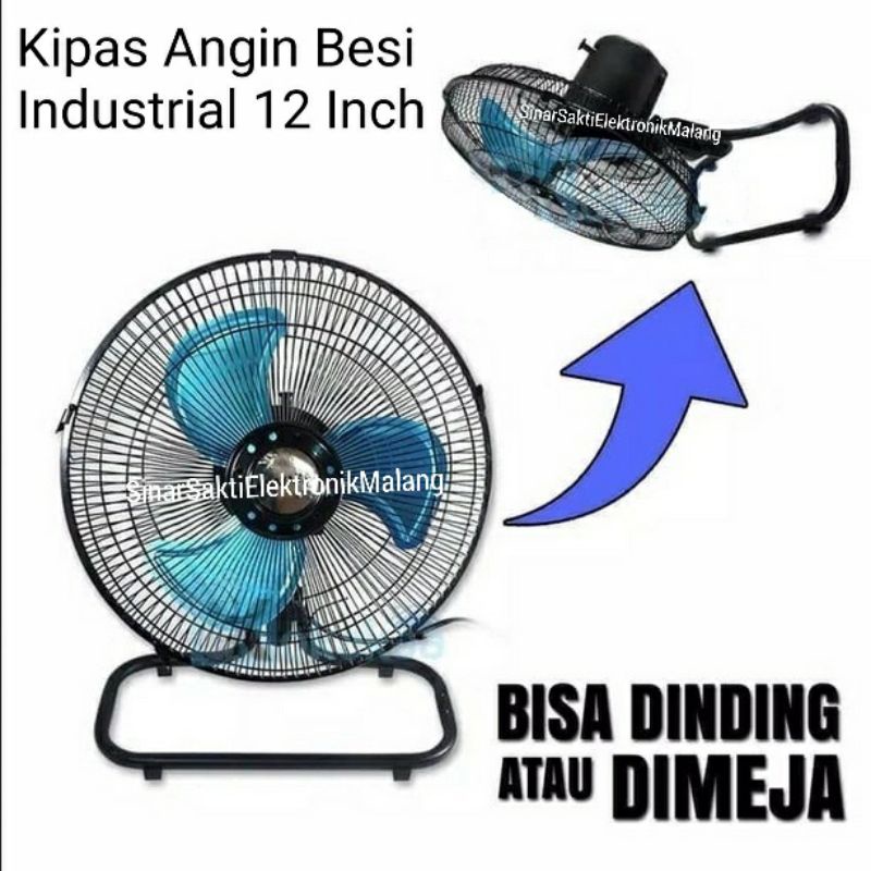 Kipas Angin Besi Industrial Tornado 12 Inch 12&quot; Duduk Dinding Desk fan Welhome Promo