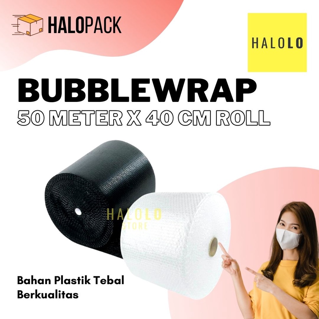 

Bubble Wrap 1 Roll Hitam Putih Plastik 50 Meterx40 CM Tebal Bubblewrap