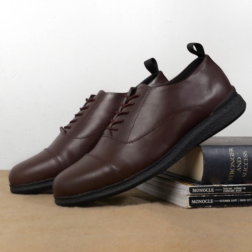 Oxford 3.0 Brown | Sepatu Pantofel Kulit Asli Hitam Formal Kerja Pantopel Pria Ori | FORIND x Kenzio