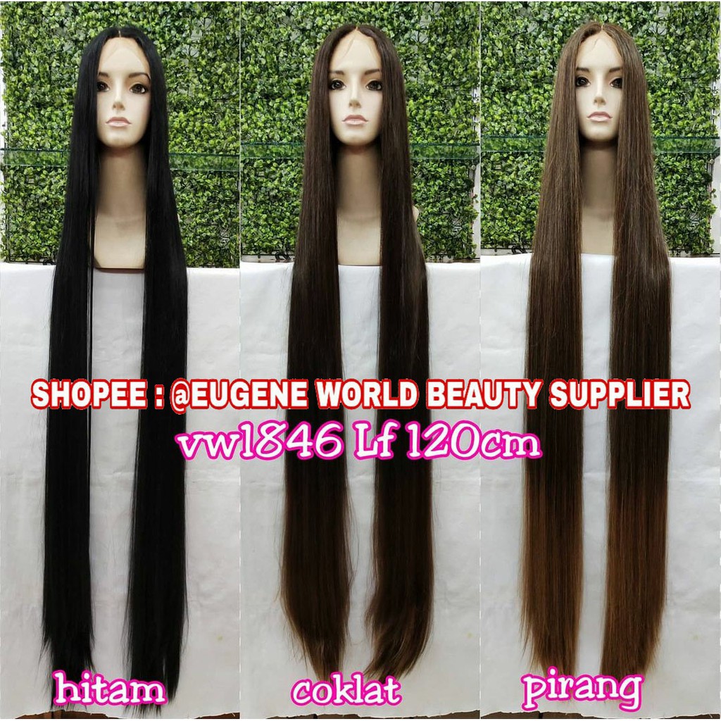 FRONT LACE WIG LACE DEPAN WIG WANITA PANJANG LURUS NATURAL 120CM WIG KOREA RAMBUT ASLI 1846
