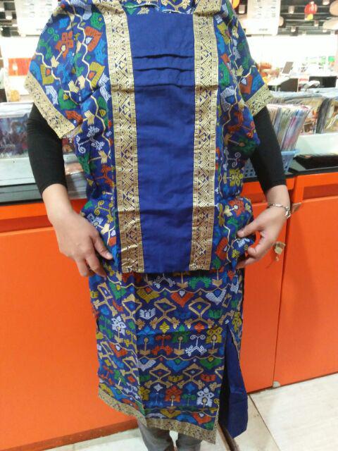 Qnunbatik Sarimbi/couple Batik Rok N Blus Mentari Prodo Pendek Biru