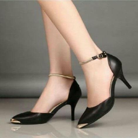 Elizabeth® Souliers Maureen Heels Sptu SS177 #218-1 Tali Tinggi 5cm Matt Kulit Hitam/Pink/Krem/Murah