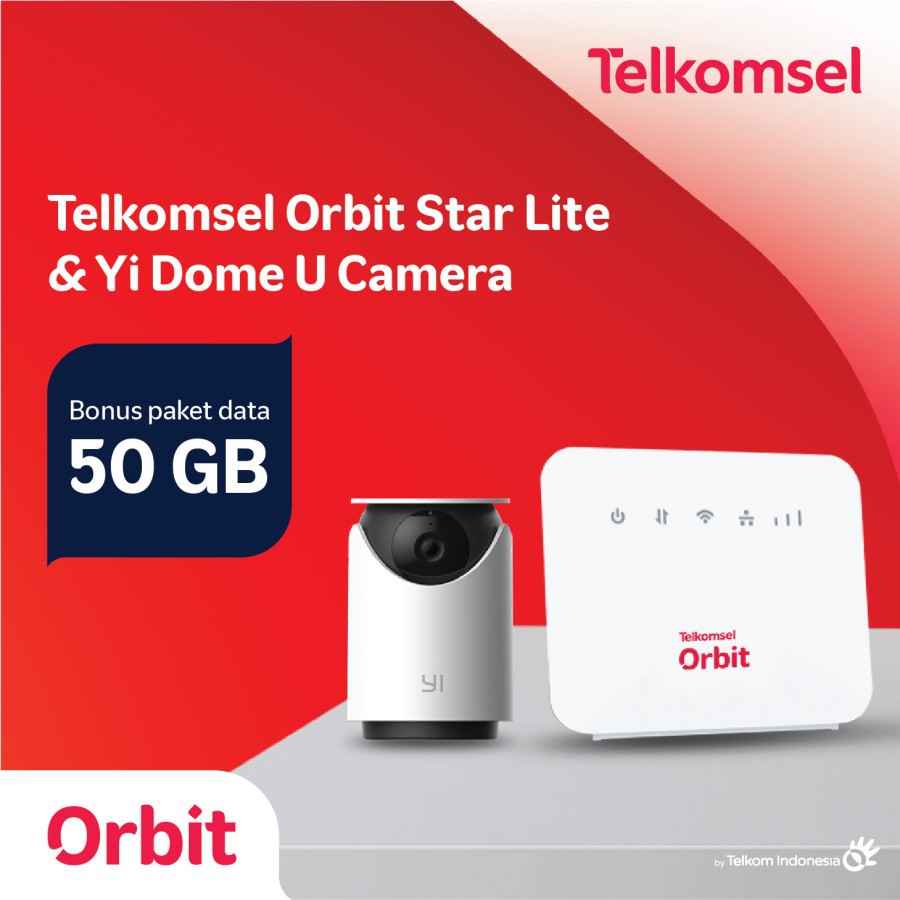 Telkomsel Orbit Star Lite + Yi Dome U 3MP 1296p IP Camera 4G WIFI ROUTER