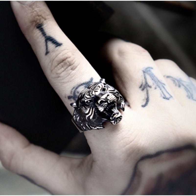 Cincin Silver Punk Motif Harimau untuk PriaXIANGXIAN