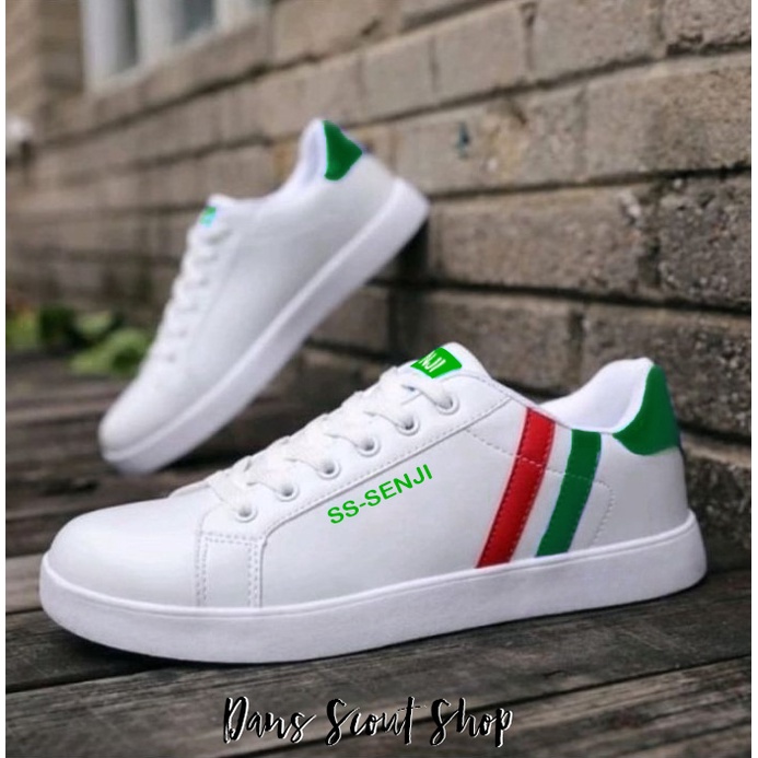 Sepatu Senji Flat Sneakers Pria Dua Garis Sepatu Casual Pria Trendy