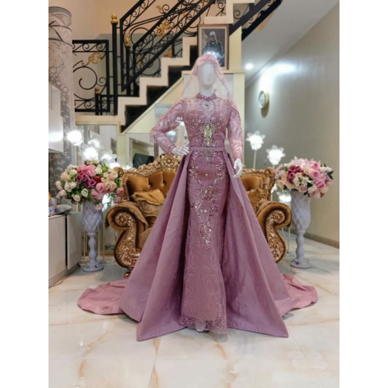 GAUN PENGANTIN SLIM BEREKOR MODERN //GAUN WEDDING MEWAH