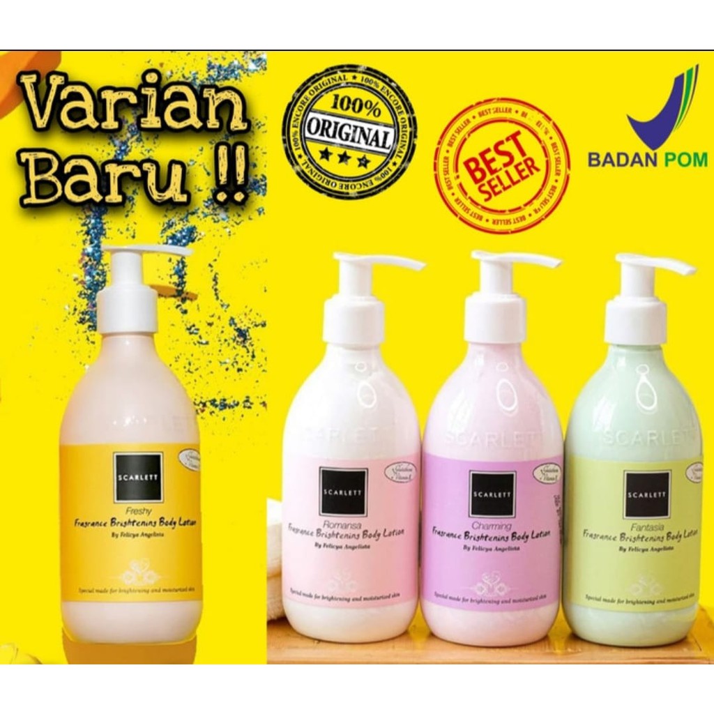 SCARLETT Whitening Body Lotion / Shower / Scrub  Pemutih Kulit  BPOM  Original