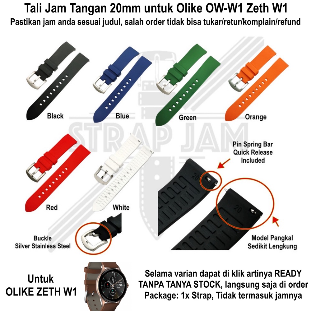 LKG Tali Jam OLIKE OW-W1 ZETH W1 - Strap 20mm Rubber Silikon High Quality