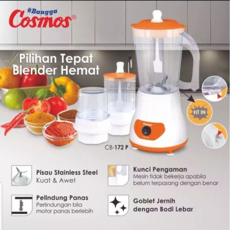 Blender Cosmos CB-172 P 3in1 Plastik ( 1 Liter ) Blender Cosmos Multi Fungsi