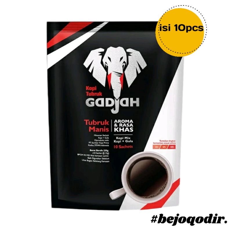 

Kopi tubruk Gadjah 24gr 1 renceng ( isi 10 sachet )