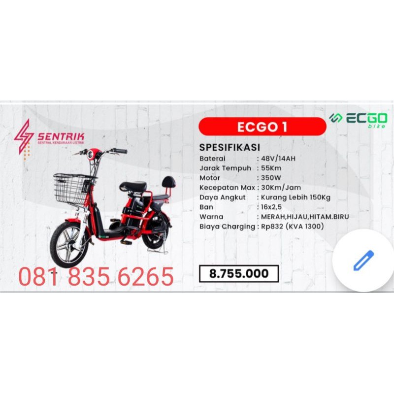 Sepeda Listrik murah / ECGO 1 / Electric Bike / E Bike / Electric Motor / Scooter / Skuter / E Motor