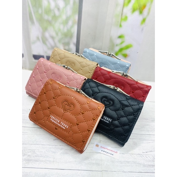 Dompet wanita kecil forever young lipat penutup kunci behel korea
