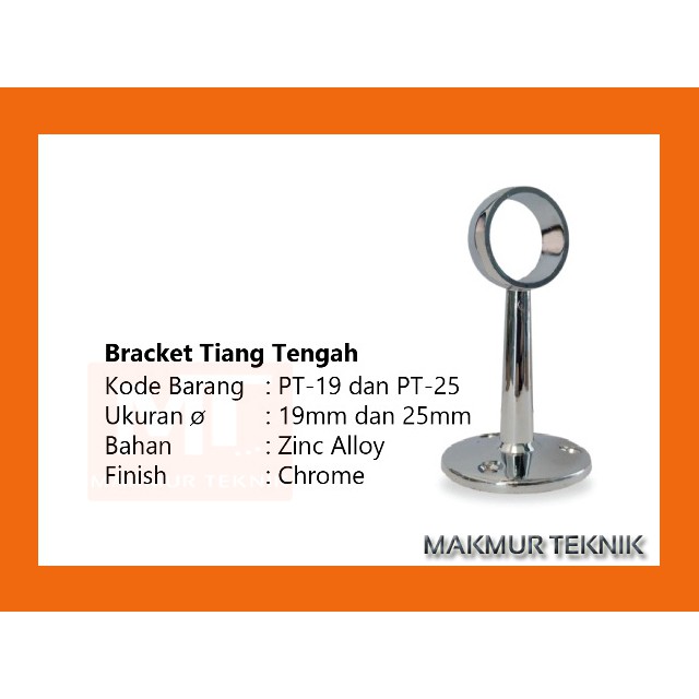 Bracket Tiang tengah 19 mm Huben PT-19