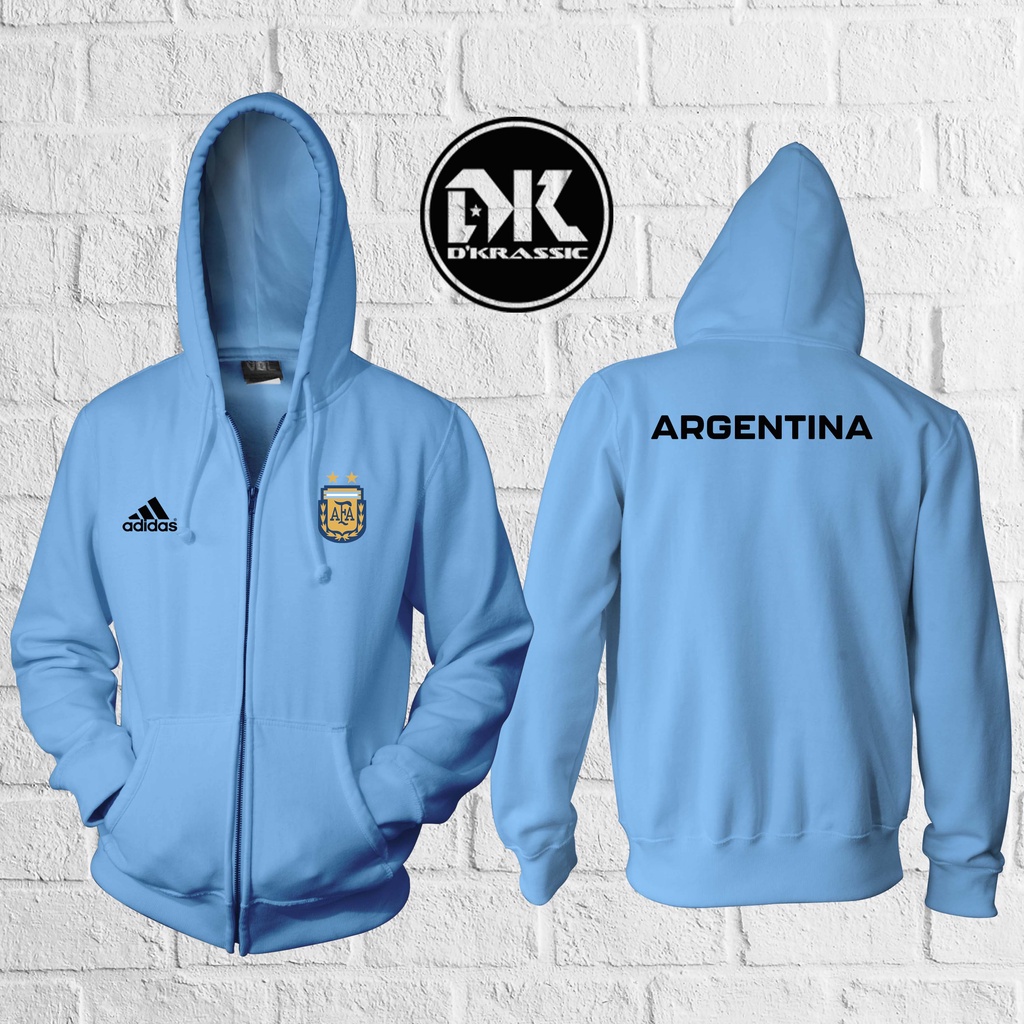 JAKET HOODIE ZIPPER PRIA BOLA NEGARA TIMNAS ARGENTINA WORLD CUP PIALA DUNIA
